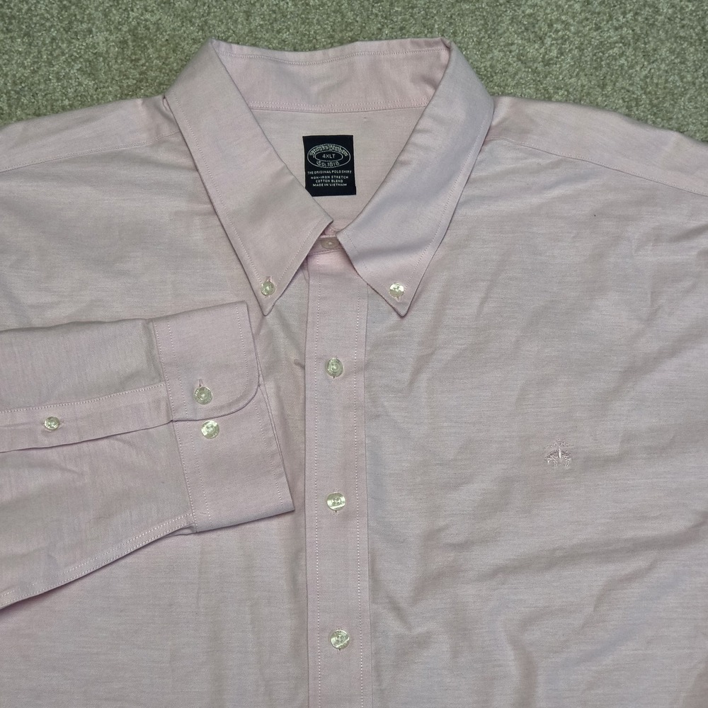 Brooks Brothers Non Iron Stretch Oxford Logo Shirt in Pink Men 4XLT Tall NWT